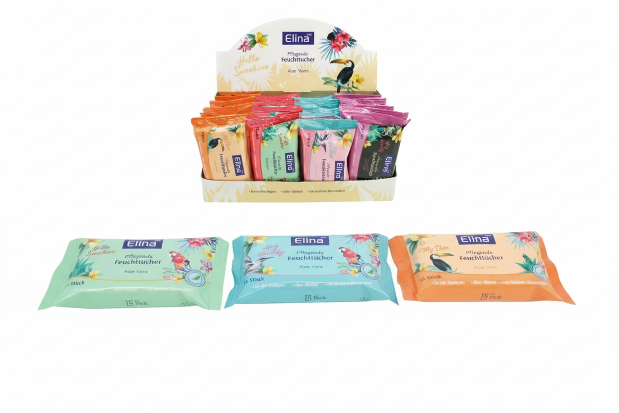 Elina Feuchttücher mit Blumenduft – 15er Pack - Fluxo